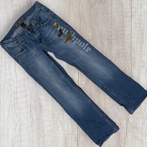 SOUTHPOLE Vintage Camo Military Patch Embroidered Straight Denim Jeans Women's 5